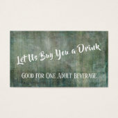 Green Distressed Wood Rustic  Drink Tickets Visitekaartjes (Voorkant)