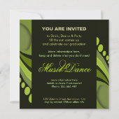 Green Diva Graduation House Fête Invitation (Dos)