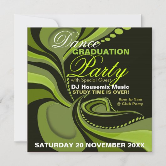 Green Diva Graduation House Fête Invitation (Devant)