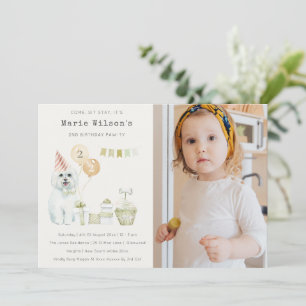 Green Dog Any Age Birthday Photo Party nodigt uit Bedankkaart