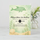 Green Dolphin & Undersea Garden Birthday  Kaart (Staand voorkant)