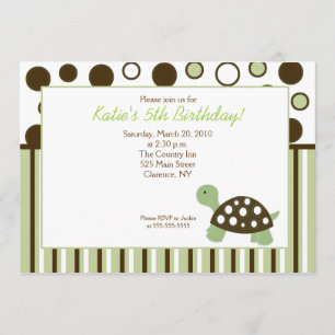 Green Dot Turtle Modern 5x7 Birthday Kaart