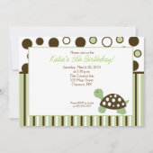 Green Dot Turtle Moderne 5x7 Invitation d'annivers (Devant)