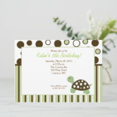 Green Dot Turtle Moderne 5x7 Invitation d'annivers (Debout devant)