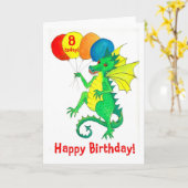 Green Dragon 8e Verjaardag Kaart (Gele Bloem)