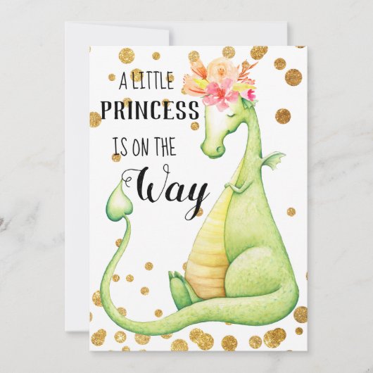 *~* Green Dragon Baby Girl Invitation Baby shower (Devant)