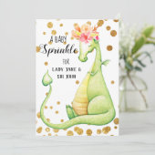 *~* Green Dragon Baby Girl Sprinkle Invitation (Debout devant)