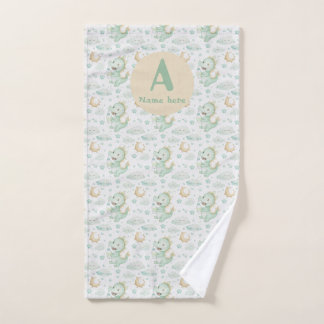 Green Dragon Baby Waterverf Gepersonaliseerde naam Handdoek