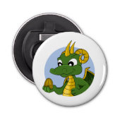 Green dragon cartoon button flesopener (Voorkant)