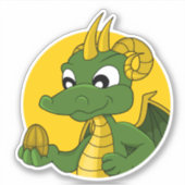 Green dragon cartoon Custom-Cut Vinyl Sticker (Voorkant)