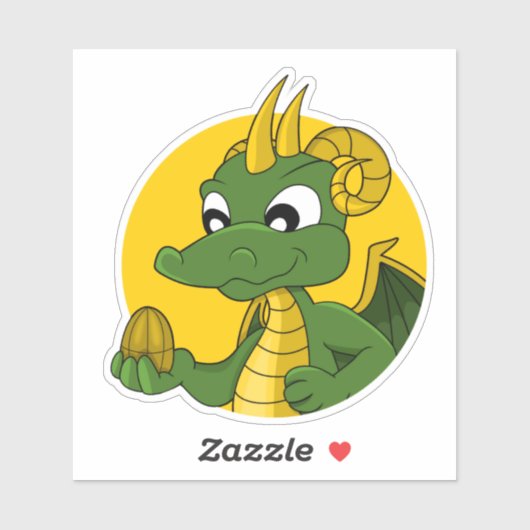 Green dragon cartoon Custom-Cut Vinyl Sticker (Vel)