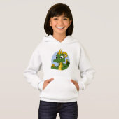 Green dragon cartoon hoodie (Voorkant volledig)
