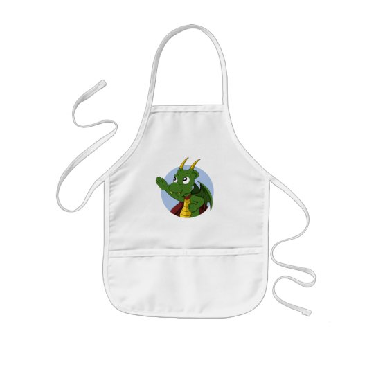 Green dragon cartoon kinder schort (Voorkant)