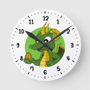 Green dragon cartoon ronde klok