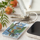 Green Dragon Chickades Winter QR-code Sleutelhanger (Voorkant Rechts)