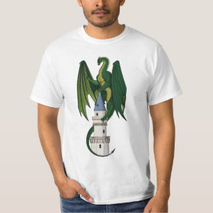 Green Dragon Design op een wit T-shirt