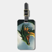 Green Dragon Fantasy Bagagelabel (Voorkant verticaal)