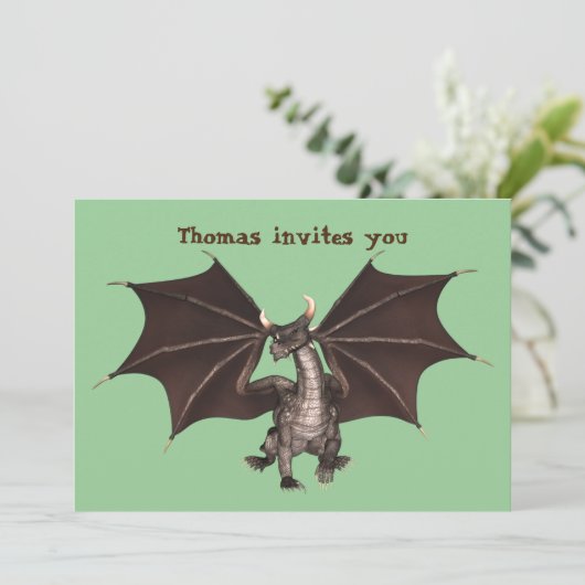 Green Dragon Invitation de fête d'anniversaire (Debout devant)