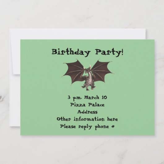 Green Dragon Invitation de fête d'anniversaire (Dos)