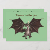 Green Dragon Invitation de fête d'anniversaire (Devant / Derrière)