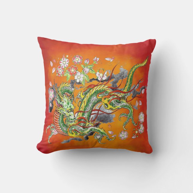 Green Dragon Pillow Kussen (Voorkant)