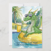 Green Dragon Pool Party Anniversaire Invitation (Dos)