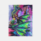 Green Dragon vs Dinosaur Fleece Deken (Voorkant)