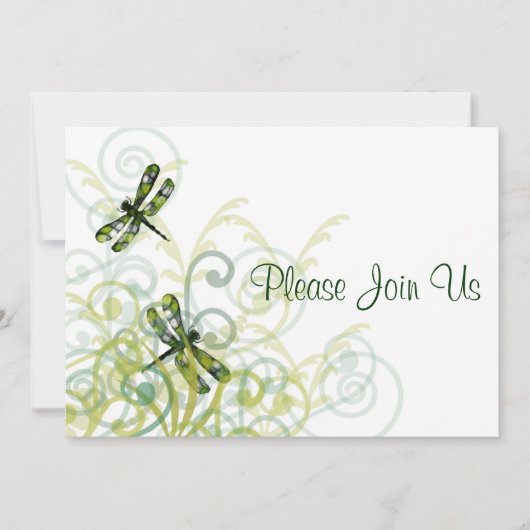 Green Dragonflies Wedding Invitation Kaart (Voorkant)