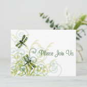 Green Dragonflies Wedding Invitation Kaart (Staand voorkant)