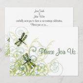Green Dragonflies Wedding Invitation Kaart (Voorkant / Achterkant)