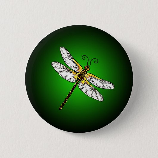 Green Dragonfly Dragonflies Button (Voorkant)