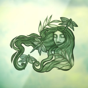 Green Dragonfly Goddess Art Dragonflies Raamsticker