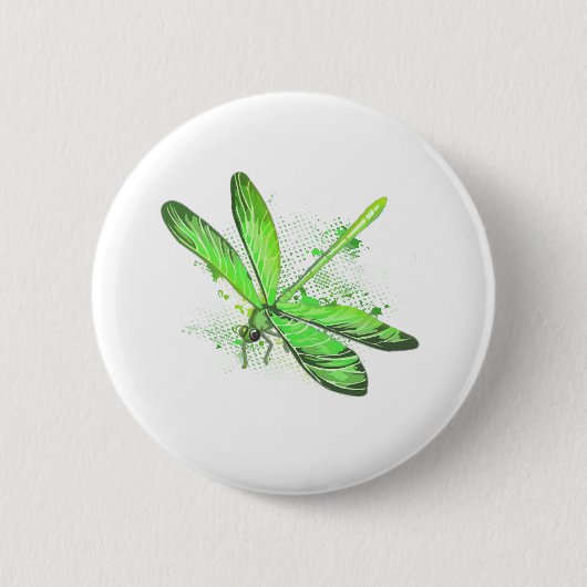 Green Dragonfly Ronde Button 5,7 Cm (Voorkant)