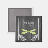 Green Dragonfly Rustic Magnet Magneet (Voorkant / Achterkant)