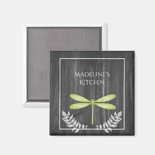Green Dragonfly Rustic Magnet Magneet (Voorkant / Achterkant)