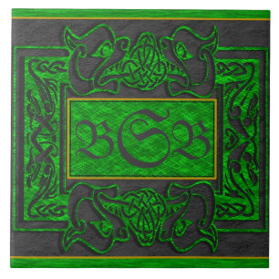 "Green Dragons Breath" 3 Initiaal Monogram Tegel Tegeltje
