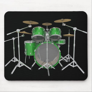 Green Drum Kit: Mousepad Muismat