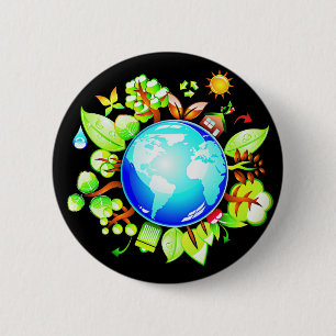 Green Earth Eco Friendly for Earth Day Ronde Button 5,7 Cm