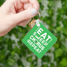 Green Eat Sleep Chorus Herhaling Block Sleutelhang