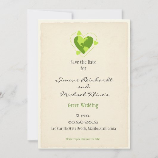 Green Eco Friendly sparen de Datum Save The Date (Voorkant)