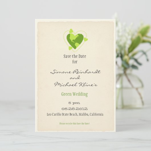 Green Eco Friendly sparen de Datum Save The Date (Staand voorkant)