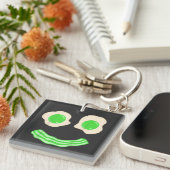 Green Eggs Ham Smile Face Brunch Breakfast Sleutelhanger (Voorkant Rechts)