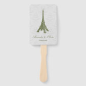 Green Eiffel Tower Damask Wedding Favor Hand Fan Handwaaier (Voorkant)