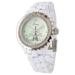 Green Eiffel Tower Flourish Watch Horloge