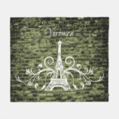 Green Eiffel Tower Grunge Fleece Blanket (Voorkant (Horizontaal))