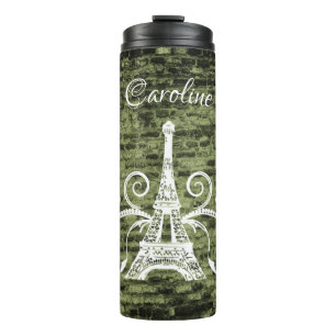 Green Eiffel Tower Grunge Thermal Tumbler Thermosbeker