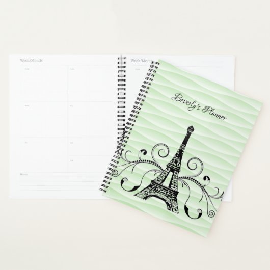 Green Eiffel Tower Planner (Devant avec enveloppe)