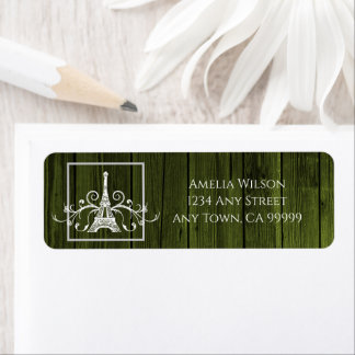 Green Eiffel Tower Rustic Return Address Label