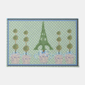 Green Eiffel Tower Topiary Ginger Jars Doormat Deurmat (Voorkant)