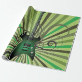 Green Electric Guitar Cadeaupapier (Uitgerold)
